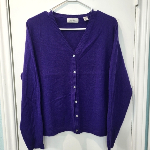 Lord & Taylor Sweaters - Lord and Taylor Cashmere Button Up Cardigan Purple Blue Size XL